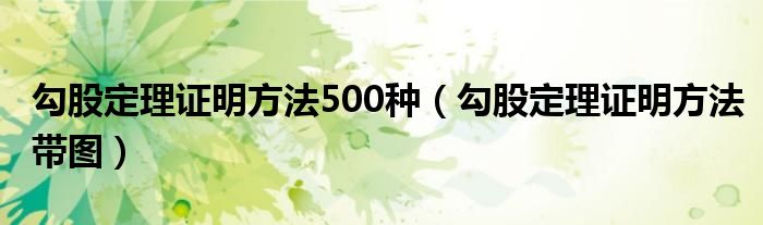 勾股定理证明方法500种（勾股定理证明方法带图）