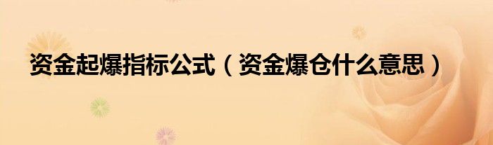 资金起爆指标公式（资金爆仓什么意思）