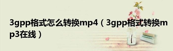 3gpp格式怎么转换mp4（3gpp格式转换mp3在线）