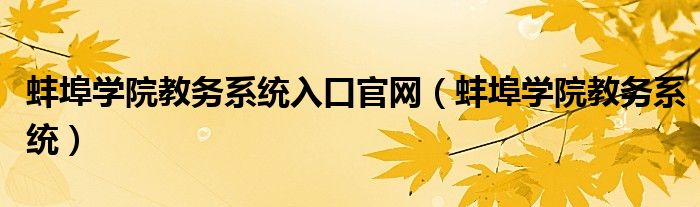 蚌埠学院教务系统入口官网（蚌埠学院教务系统）