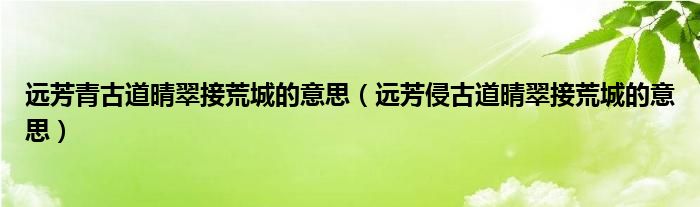 远芳青古道晴翠接荒城的意思（远芳侵古道晴翠接荒城的意思）