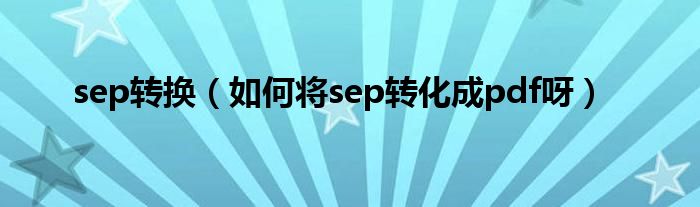 sep转换（如何将sep转化成pdf呀）