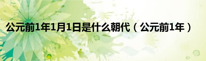 公元前1年1月1日是什么朝代（公元前1年）