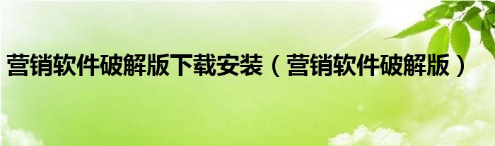 营销软件破解版下载安装（营销软件破解版）