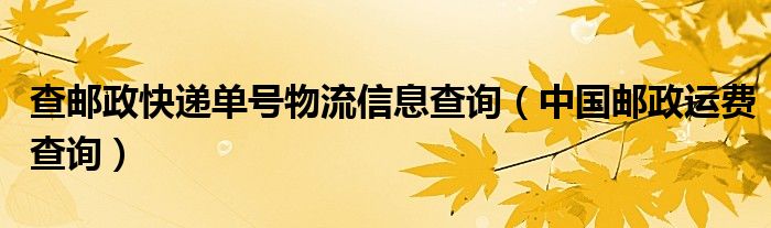 查邮政快递单号物流信息查询（中国邮政运费查询）