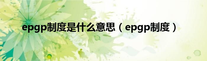 epgp制度是什么意思（epgp制度）