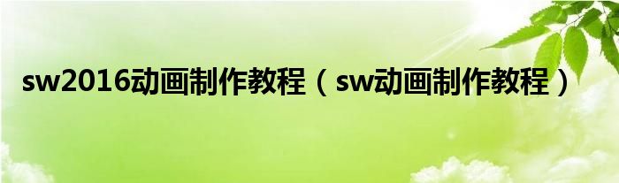 sw2016动画制作教程（sw动画制作教程）