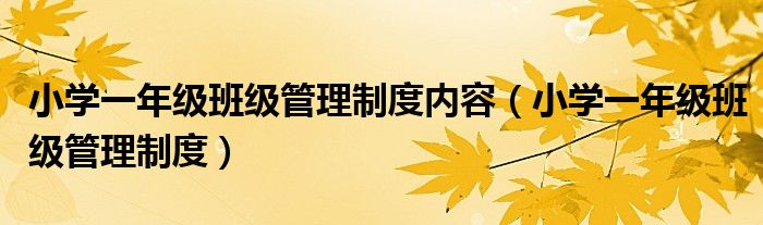 小学一年级班级管理制度内容（小学一年级班级管理制度）