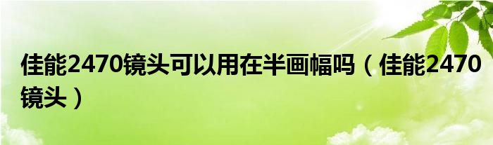 佳能2470镜头可以用在半画幅吗（佳能2470镜头）