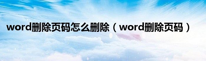 word删除页码怎么删除（word删除页码）