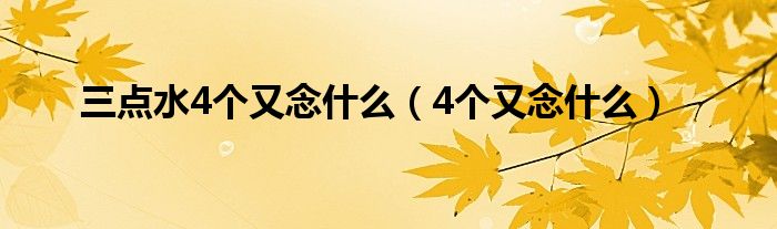 三点水4个又念什么（4个又念什么）