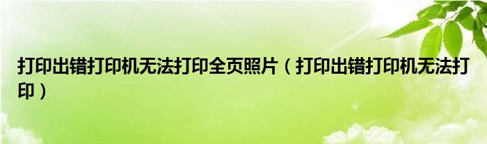 打印出错打印机无法打印全页照片（打印出错打印机无法打印）