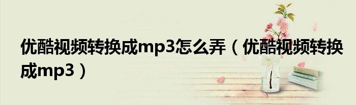 优酷视频转换成mp3怎么弄（优酷视频转换成mp3）