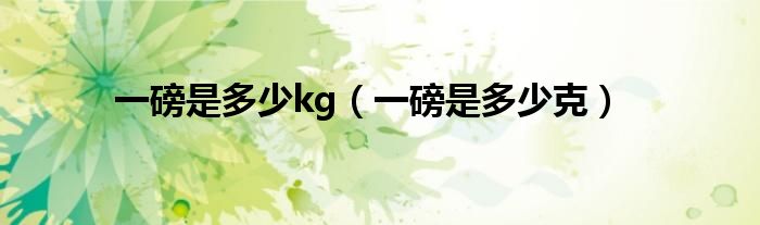 一磅是多少kg（一磅是多少克）