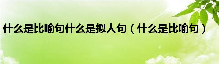 什么是比喻句什么是拟人句（什么是比喻句）