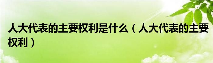 人大代表的主要权利是什么（人大代表的主要权利）