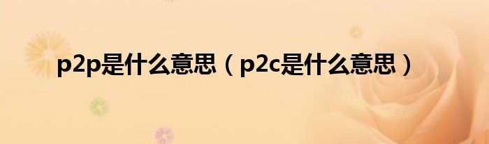 p2p是什么意思（p2c是什么意思）