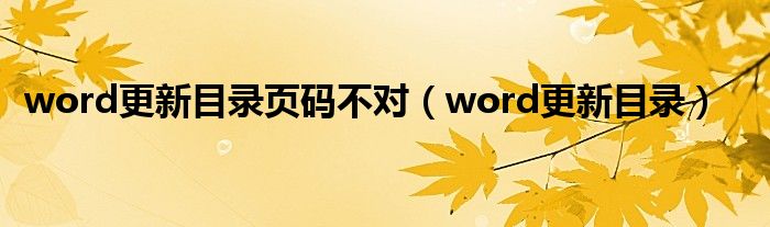 word更新目录页码不对（word更新目录）