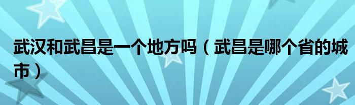 武汉和武昌是一个地方吗（武昌是哪个省的城市）