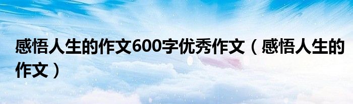 感悟人生的作文600字优秀作文（感悟人生的作文）