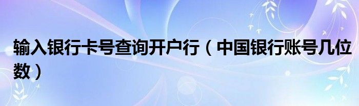 输入银行卡号查询开户行（中国银行账号几位数）