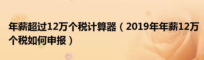 年薪超过12万个税计算器（2019年年薪12万个税如何申报）