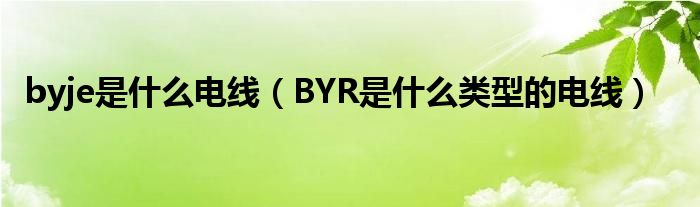 byje是什么电线（BYR是什么类型的电线）