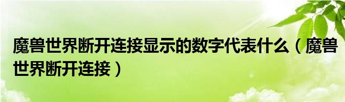 魔兽世界断开连接显示的数字代表什么（魔兽世界断开连接）