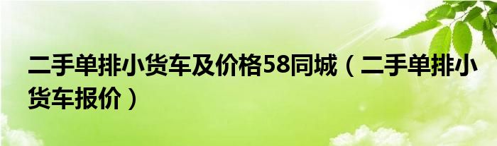 二手单排小货车及价格58同城（二手单排小货车报价）