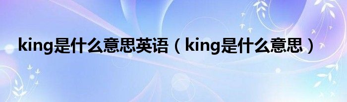 king是什么意思英语（king是什么意思）