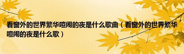 看窗外的世界繁华喧闹的夜是什么歌曲（看窗外的世界繁华喧闹的夜是什么歌）