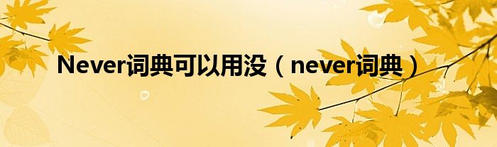 Never词典可以用没（never词典）