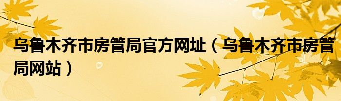 乌鲁木齐市房管局官方网址（乌鲁木齐市房管局网站）