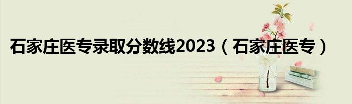 石家庄医专录取分数线2023（石家庄医专）