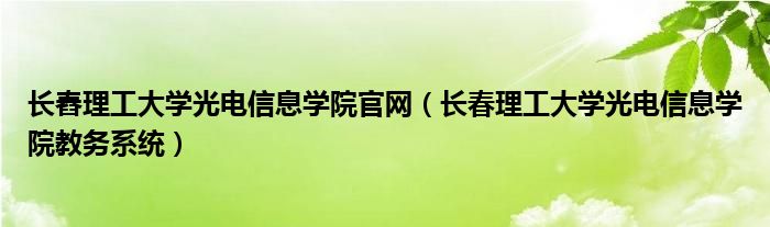 长舂理工大学光电信息学院官网（长春理工大学光电信息学院教务系统）