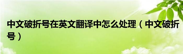 中文破折号在英文翻译中怎么处理（中文破折号）