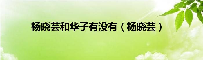 杨晓芸和华子有没有（杨晓芸）