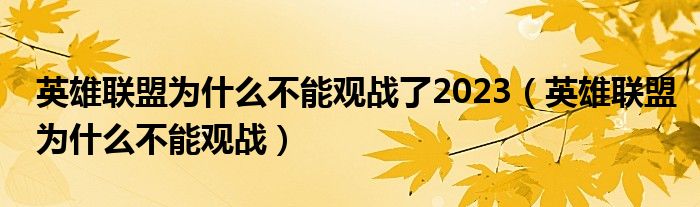 英雄联盟为什么不能观战了2023（英雄联盟为什么不能观战）