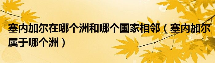 塞内加尔在哪个洲和哪个国家相邻（塞内加尔属于哪个洲）