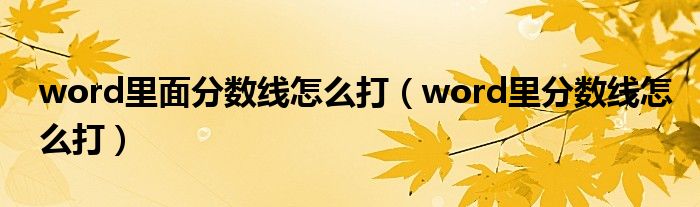 word里面分数线怎么打（word里分数线怎么打）