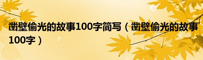 凿壁偷光的故事100字简写（凿壁偷光的故事100字）