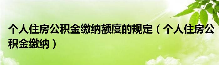 个人住房公积金缴纳额度的规定（个人住房公积金缴纳）