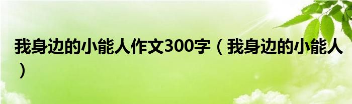 我身边的小能人作文300字（我身边的小能人）