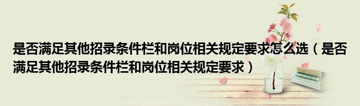 是否满足其他招录条件栏和岗位相关规定要求怎么选（是否满足其他招录条件栏和岗位相关规定要求）