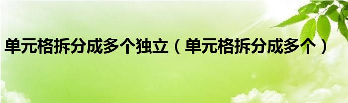 单元格拆分成多个独立（单元格拆分成多个）