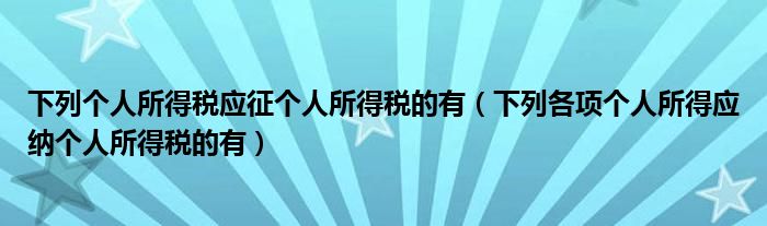 下列个人所得税应征个人所得税的有（下列各项个人所得应纳个人所得税的有）