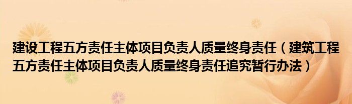 建设工程五方责任主体项目负责人质量终身责任（建筑工程五方责任主体项目负责人质量终身责任追究暂行办法）