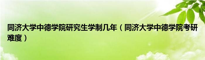 同济大学中德学院研究生学制几年（同济大学中德学院考研难度）