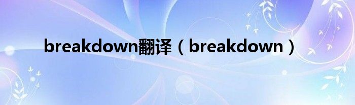 breakdown翻译（breakdown）